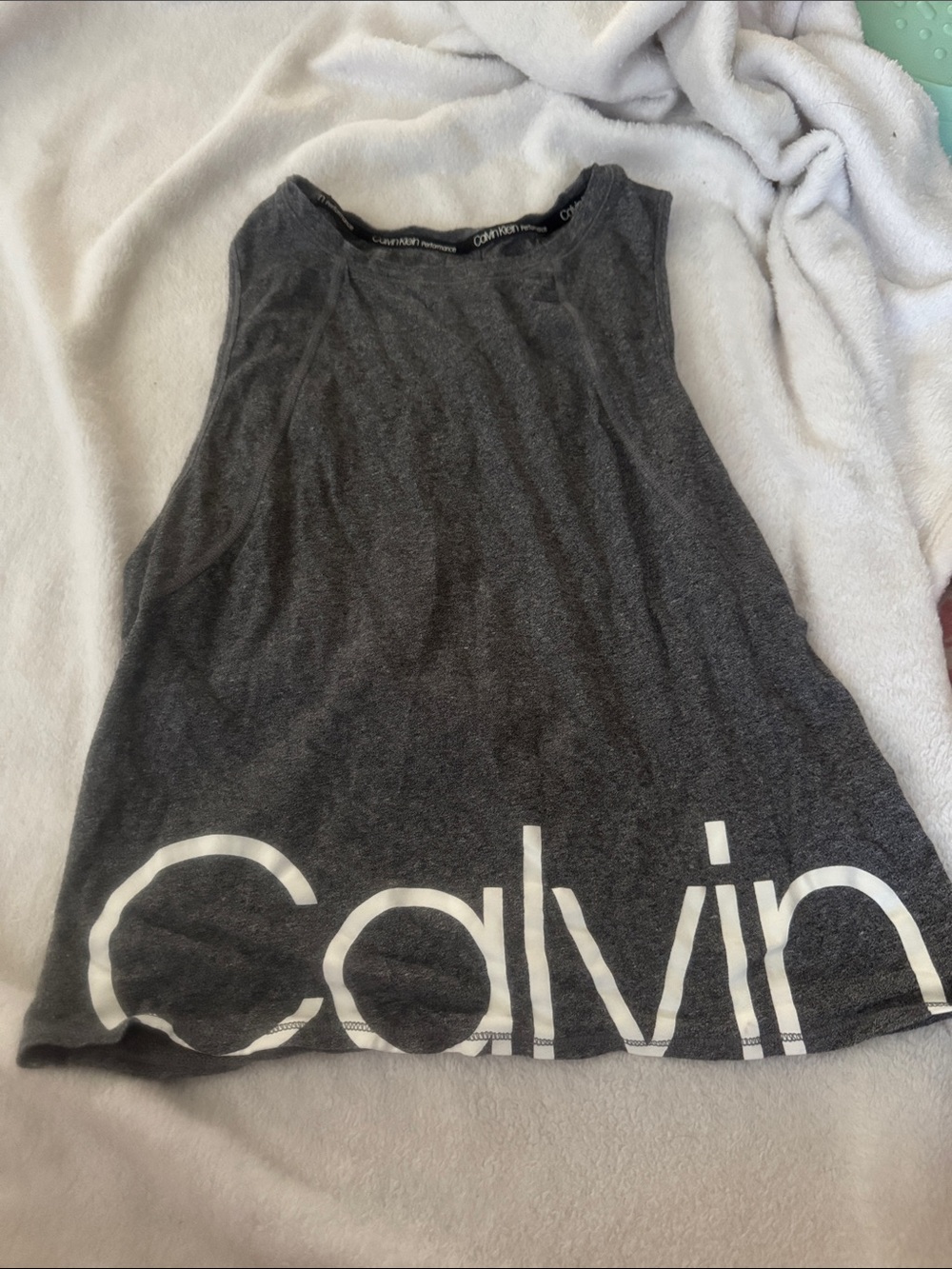 Calvin Klein Dark Gray Logo Hem Tank Top